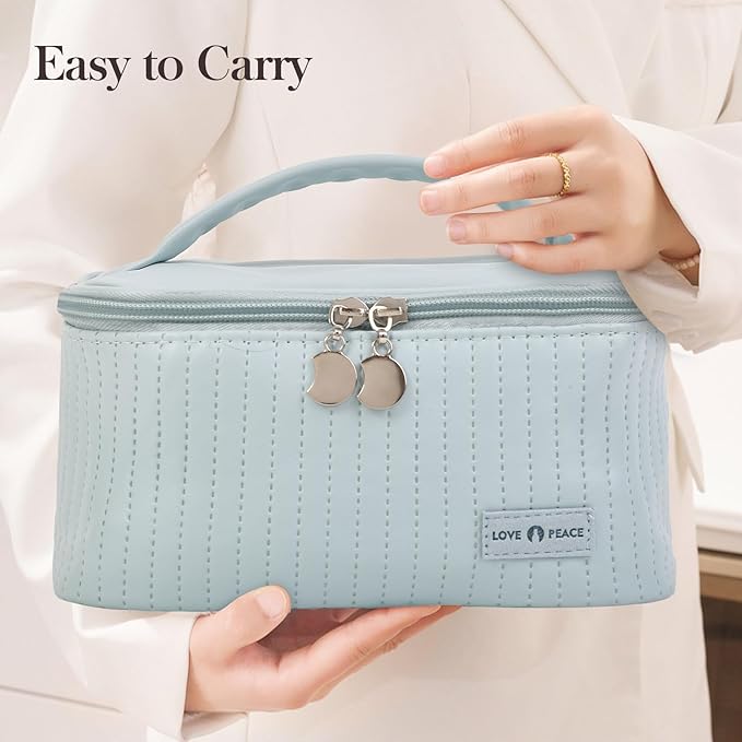 Makeup Bag Travel Cosmetic Bag, Large Capacity Makeup Organizer Bag and Storage, Portable PU Leather Pouch Toiletry Bag Make up Organizer, Cosmetic Bags for Women