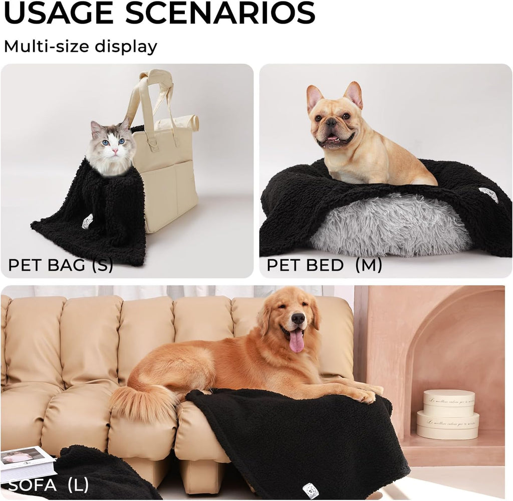 1 Pack 3 Calming Blankets Fluffy Premium Fleece Pet Blanket Soft Sherpa Throw for Dog Puppy Cat Black Large (41"x31")