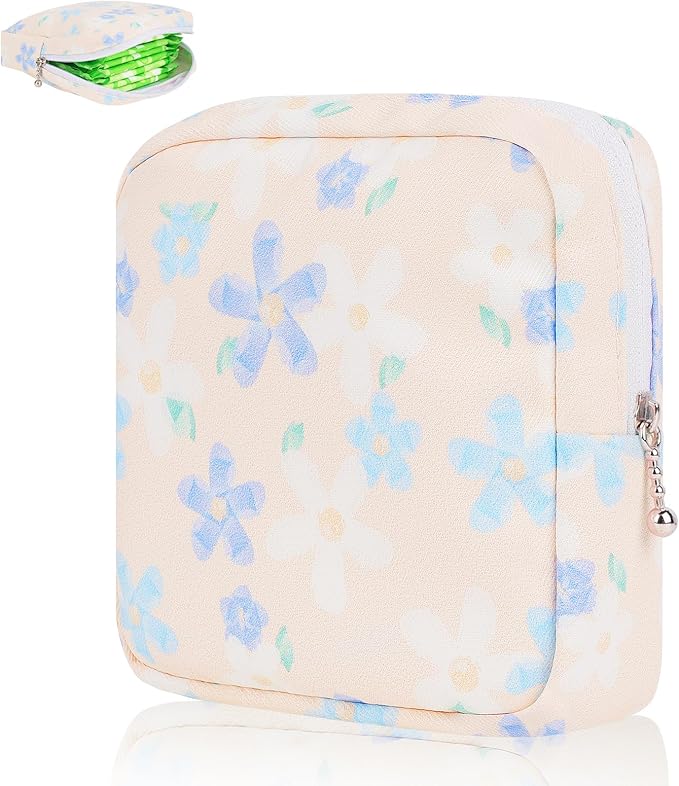 Desing Wish Sanitary Pad Storage Bag Portable Period Bag for Teen Pads/Sanitary Napkins/Small Tampons, Sanitary Napkin Storage Bag First Period Gifts for Teen Girls (Small Orchid)