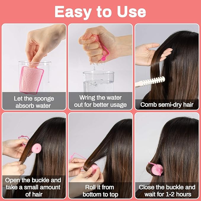 MAQIHAN 24PCS Foam Hair Rollers - 1.89 Inch Large Sponge Rollers for Heatless Hair Curler for Short/Long Hair Sleep rolos para cabello Jumbo Sponge Curlers Soft Sleeping Thin Curl Overnight rulos