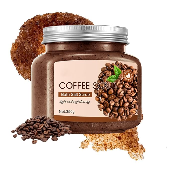 Coffee Body Exfoliator, Deep Cleaning Exfoliating Body Scrub, Moisturizing Nourishing Salt Rose Body Scrub, 350 g