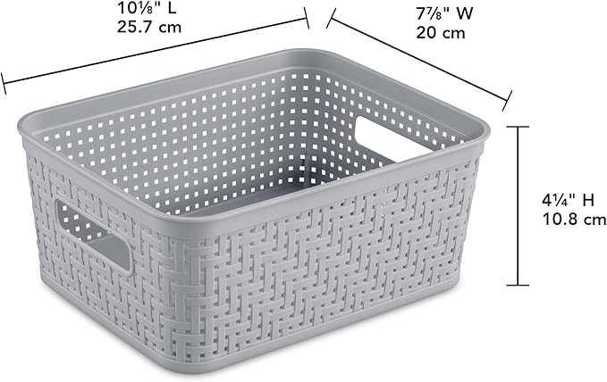 Sterilite 32 Pack Plastic Storage Bin Organization Containers, Small Baskets, Cement