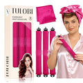 TULOBI 3 Pcs Heatless Curls Overnight - Upgraded Velvet Heatless Hair Curler with Velcro Fastener, Overnight Jumbo Blowout Rods, Hair Curlers to Sleep in for All Hair Types (Rose Red)
