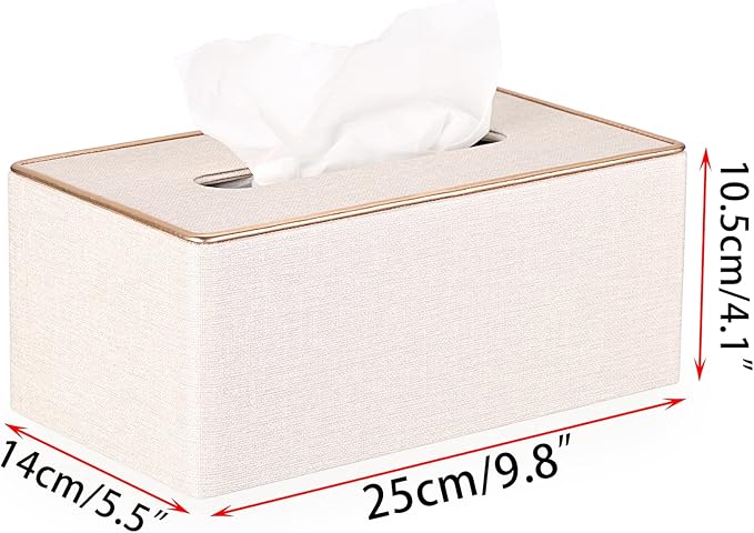 Sumnacon Rectangular Linen Tissue Box Cover - Stylish Tissue Box Holder with Magnetic Bottom, Decorative Tissue Box for Bathroom Toilet Vanity Night Stand Table Countertop Office, Beige Linen Texture