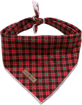 Lionet Paws Reversible Washable Cotton Dog Bandana - Red & Tree Patterns, Adjustable Square Kerchief for Small to Large Dogs
