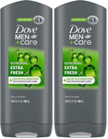Dove Men + Care Body Wash and Face for Fresh, Healthy-Feeling Skin Extra Fresh Cleanser That Effectively Washes Away Bacteria While Nourishing Your 13.5 oz (Pack of 2)