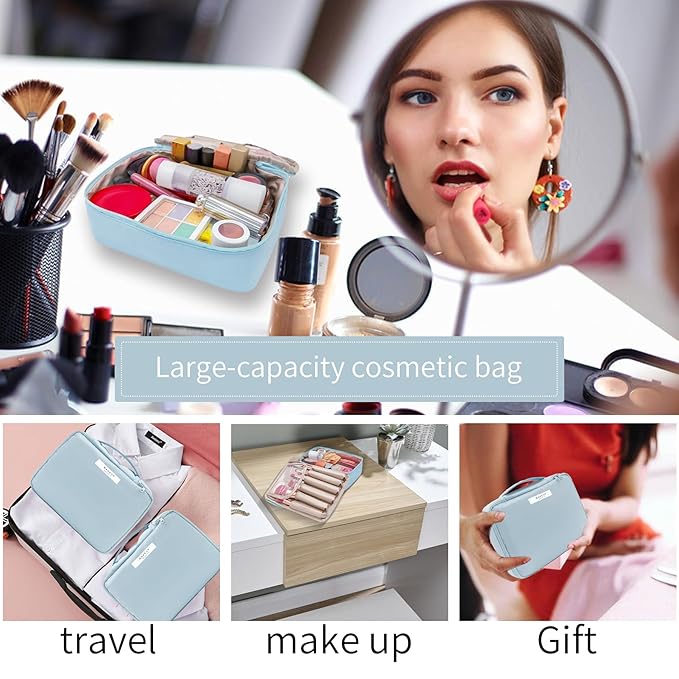 Travel Makeup Bag Cosmetic Bag Makeup Bag Toiletry bag for women and men (Blue)