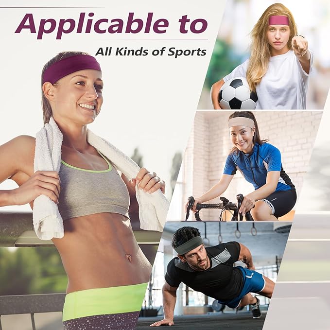 Headbands for Women, Stretchy Non Slip Soft Cotton Cloth Hair Bands for Sports, Workout, Yoga and Running, 7pcs