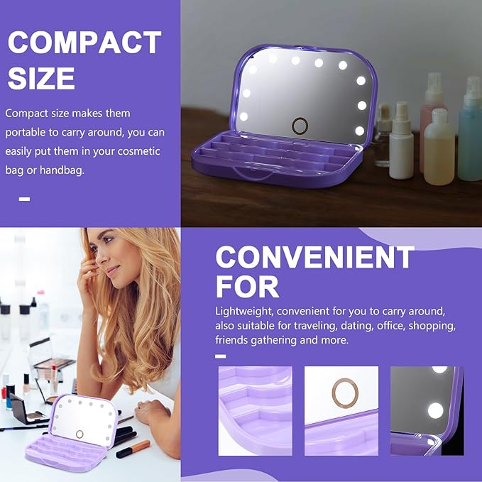 Eyelash Case Empty Eyelashes Storage Box with Led Mirror Travel Eyelash Storage Box Eyelash Container Lash Organizer