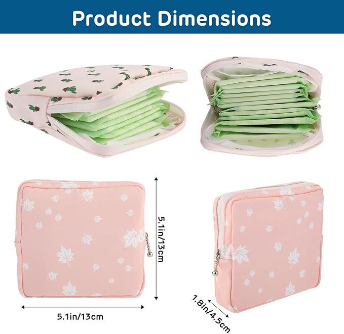 3Pcs Period Bag Sanitary Napkin Storage Bag, Portable Menstrual Cup Pouch Period Bags for Teen Girls, Tampons Holder, Pad Bag, Feminine Care for Purse with Zipper