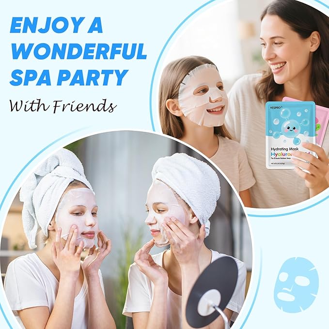 36 Pack Skincare Facial Masks, Hydrating & Moisturizing Face Masks for All Skin Types, Bulk Sheet Face Mask for Women, Spa Party Favors, Skincare Set for TeenGirls, Skincare Gift for Mom, Teacher Gift
