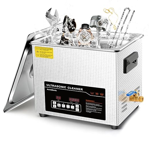 Ultrasonic Cleaner 10L Dual-Frequency Professional Digital Stainless Steel Cleaning Machine with Heater Timer for Denture, Coins, Small Metal Parts, Circuit Board, Lab Tools, etc
