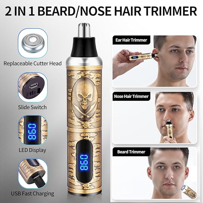 Roziapro Professional Hair Clippers for Men, Hair Trimmer for Haircut Cordless Hair Clippers Set with Rechargeable Nose Hair Trimmer, Gifts for Men (Gold)
