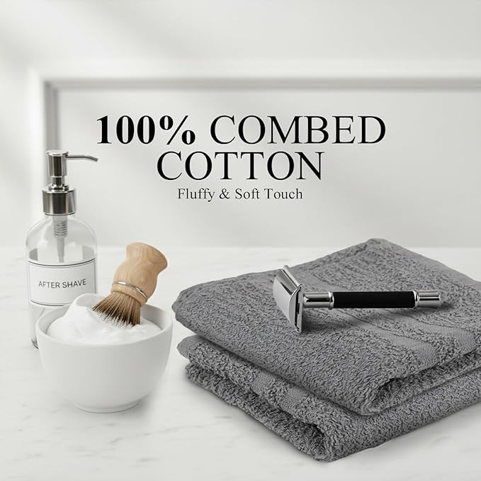 Hand Towels (Pack of 24) Grey Economy Salon Towels - 100% Cotton Spa Towel – 16 x 27 Inches Highly Absorbable, Facial, Gym, Hair Towels Face Towels Bulk