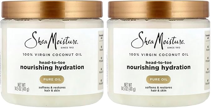 SheaMoisture for Dry Skin Nourishing Hydration 100% Extra Virgin Coconut Oil Soften and Restore Skin and Hair 14.5 oz,(Pack of 2)