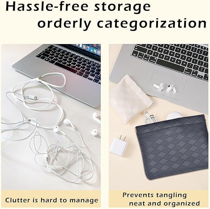 Leather Pocket Cosmetic Bag for Purse,Coin Purse Lipstick Cosmetic Accessories Organizer, Travel Kit Storage Pouch,Waterproof Portable No Zipper Self-closing (Black/lozenge)
