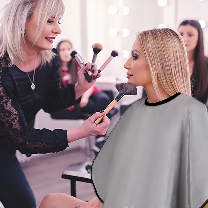 Short Barber Cape, Waterproof Nylon Salon Hair Cutting Cape, Makeup Artist Cape for Hair Dye, Comb-out, Styling, Shampoo