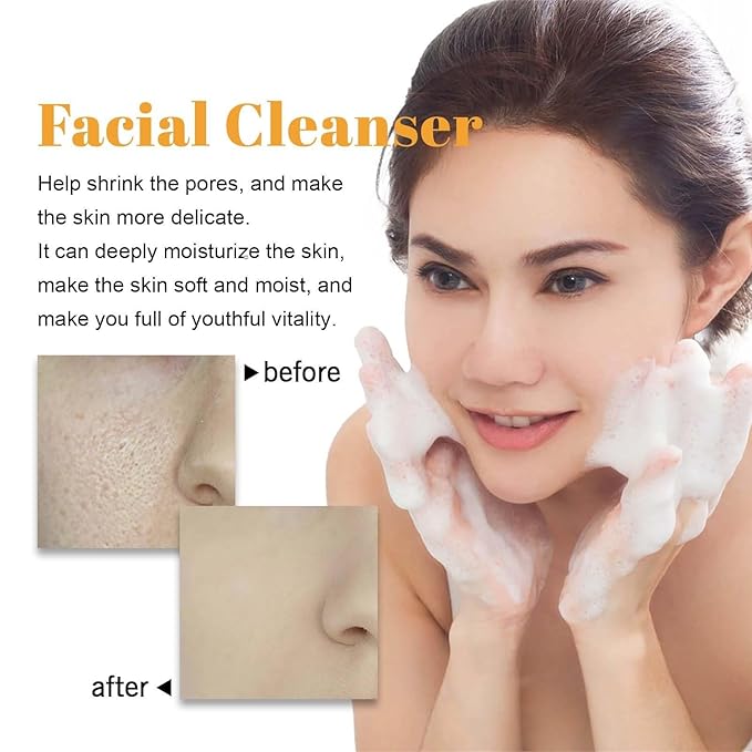 Yaper 2 Pcs Turmeric Brightening Facial Cleanser,Deep Cleansing Glow Wash Turmeric Face Foaming Wash with Brush for All Skin.