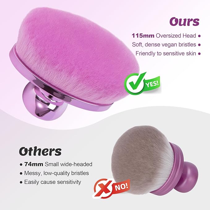 Extra Large Body Makeup Brush for Self Tanner – 115mm Wide Oval Kabuki Body Brush for Bronzer Blend & Blur, Vegan Fiber Self Tanning Brush for Legs & Body with Drawstring Bag by Yoseng-Purple