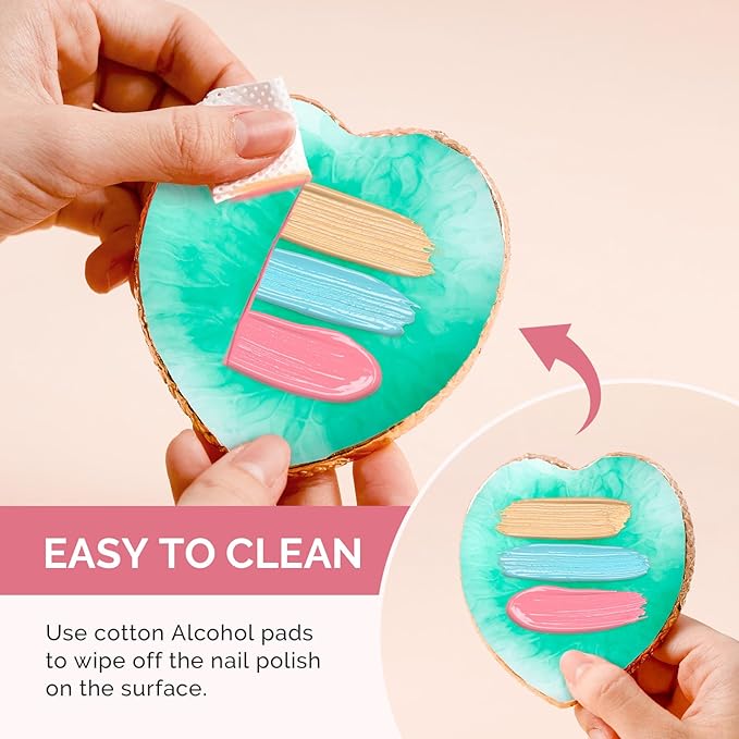 MelodySusie 1PC Heart Shape Resin Nail Art Palette, Professional Color Mixing Board for Gel Polish, Acrylics, Pigment Blending, Salon and DIY Makeup Artist Tool, Green