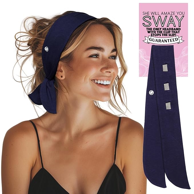 SWAY Short Stretch Non-Slip Headband for Women – Moisture-Wicking, No Headaches, Stays Put for Workouts, Gym, Yoga, Running and Nurse