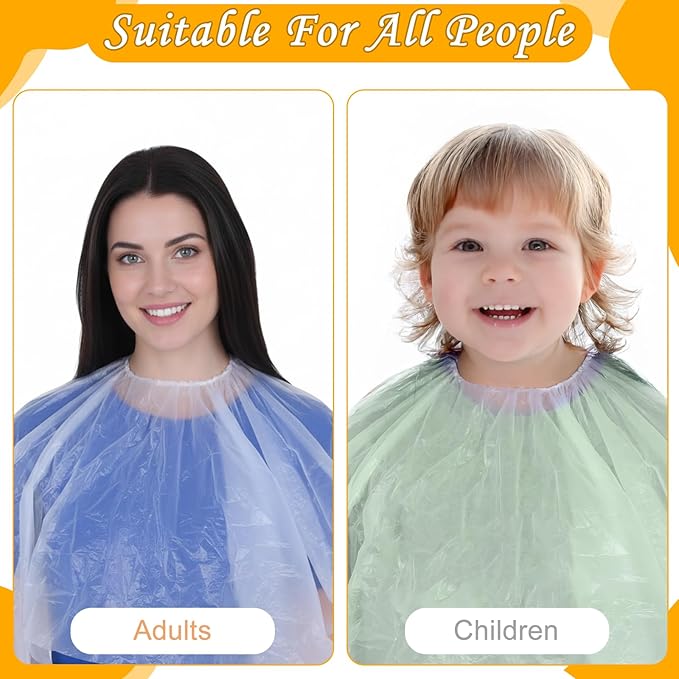 50 PCS Disposable Barber Cape, Waterproof Salon Cape Plastic Professional Hair Cutting Capes Hairs Stylist Capes Salon for Hairdresser Artist Clients Home and Salons Use-40 X40 Inch