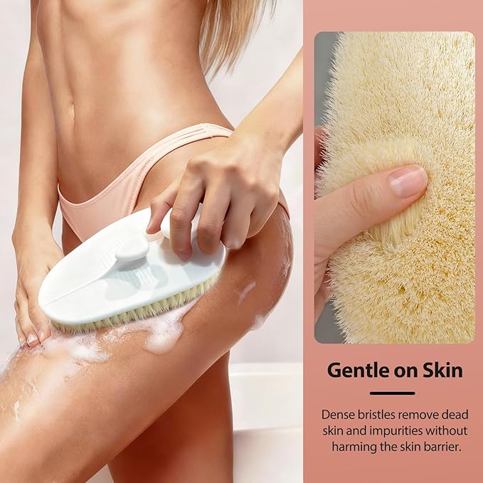 Extra-Large Body Bath Brush with Ergonomic Curved Design,Soft-Medium Bristles for Gentle Exfoliation & Full-Body Cleansing,Comfortable Short Handle Shower Brush for Men & Women