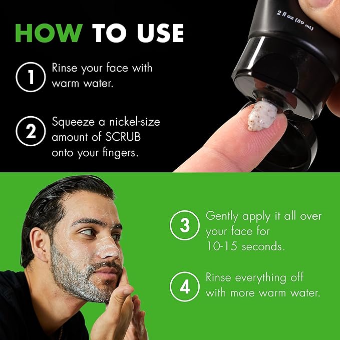 Tiege Hanley Exfoliating Face Wash for Men, Gentle Fragrance-Free Face Scrub With Apricot Seed Powder, Vitamin B3, & Allantoin, Cooling Exfoliator, Gentle on Sensitive Skin, Men’s Skin Care, 2 FL Oz