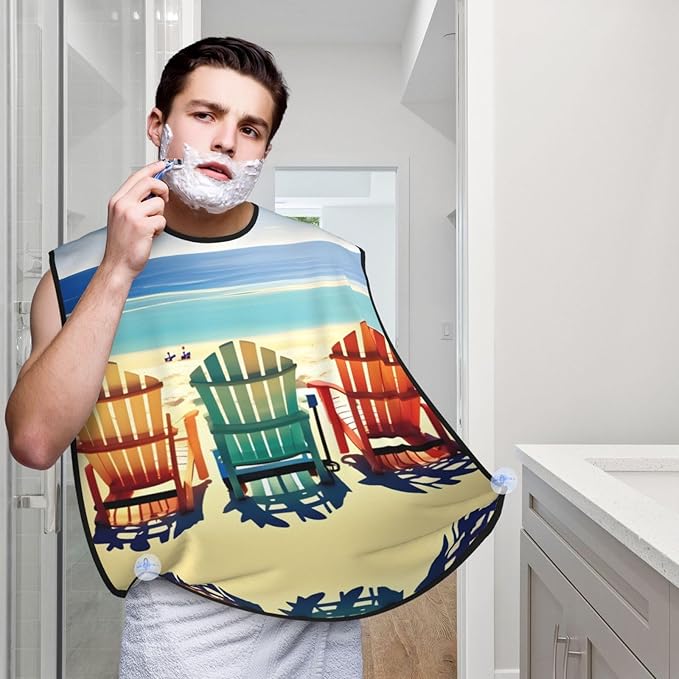 Monochrome Sketch Style Gaming Print Beard Bib Shaving Apron, Beard Hair Trimming Cape Gift For Dad