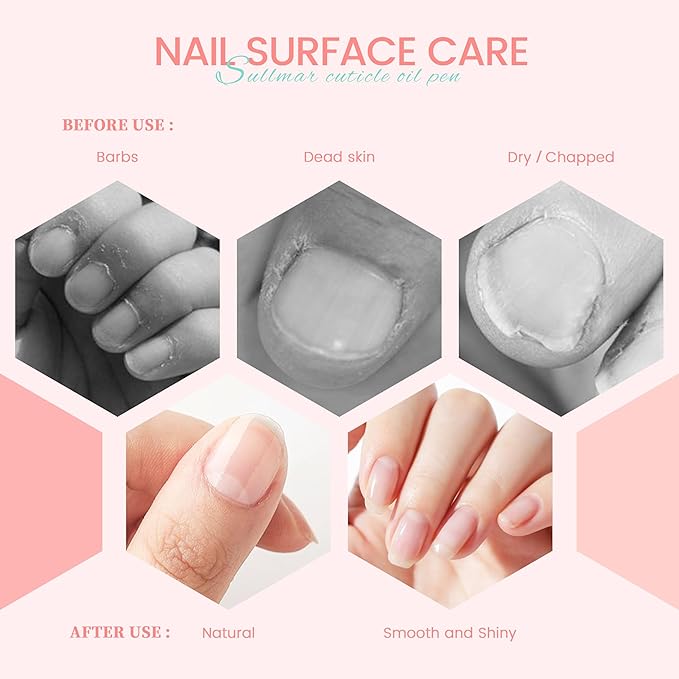 6pcs Cuticle Oil Pen Nail Oil Cuticle Pen Kit Nourish Oil Repair Enhance Nail Surface Care for Salon Use