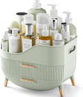 Makeup Organizer with Drawers, Green Skincare Organizer for Vanity, Storage Box with Handle, Large Cosmetic Display Case for Dresser, Bathroom Countertop