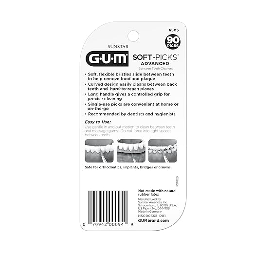 GUM Soft-Picks Advanced,Easy to Use Dental Picks for Teeth Cleaning Health,Disposable Interdental Brushes with Convenient Carry Case,Dentist Recommended DentalPicks,90 Count (Pack of 36)