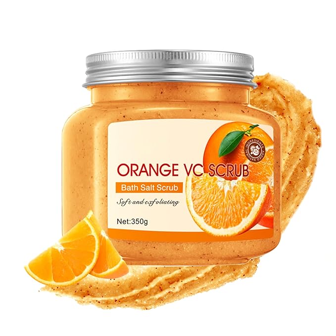Fresh Orange Body Exfoliator, Deep Cleaning Exfoliating Body Scrub, Moisturizing Nourishing Salt Rose Body Scrub, 350 g