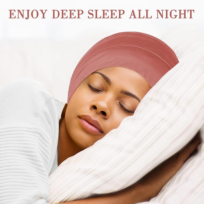 Fittia Satin Hair Bonnet for Sleeping, Silky No Frizzy for Curls Care, Adjustable Strap for Non-Slip, Dreadlocks Cap for Women&Men Brown Red