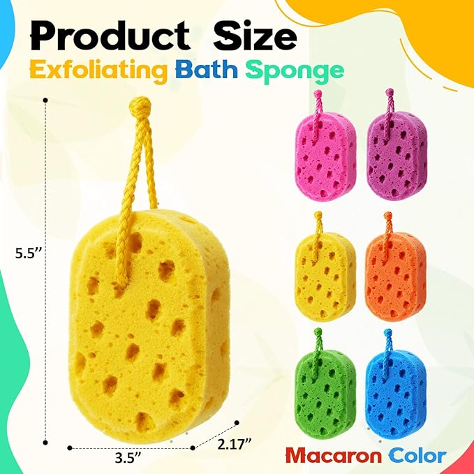 36 Pcs Exfoliating Bath Sponge Body Loofah Sponges Shower for Women Reusable Soft Bathing Pouf Foam Lufa Body Scrubber and Rich Lather, Color Matching (Bright Color)