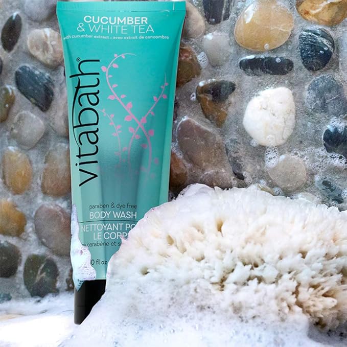 Vitabath Cucumber & White Tea Body Wash Moisturizing Bath & Shower Cleanser & Skincare Radiant Detox & Restore Nourishing Body Polish - Cruelty-Free, Paraben-Free - 12 oz