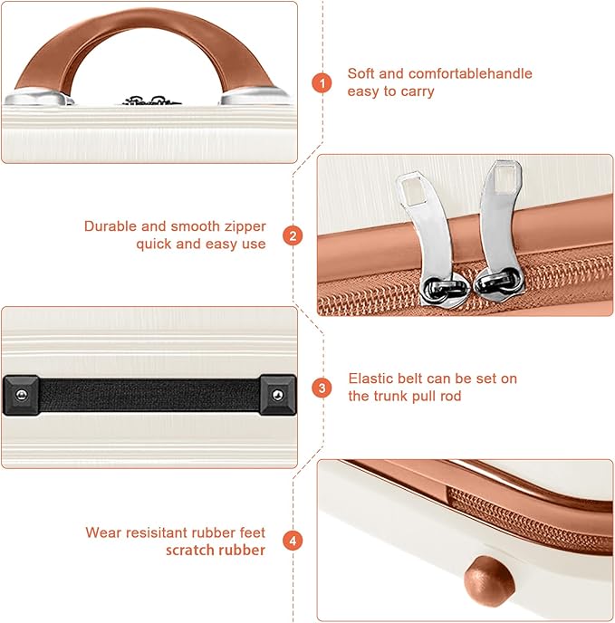 14 Inch Hard Makeup Train Case PC ABS Portable Cosmetic Travel Case Mini Suitcase Organizer for Make up Toiletries Toys Clothes Storage with Handle Elastic Strap