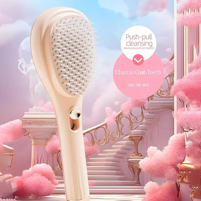 2 PCS Telescopic Self Cleaning Hair Brush For women, One Click Hair Comb Massage Eliminates Knots Detangling Hairbrush