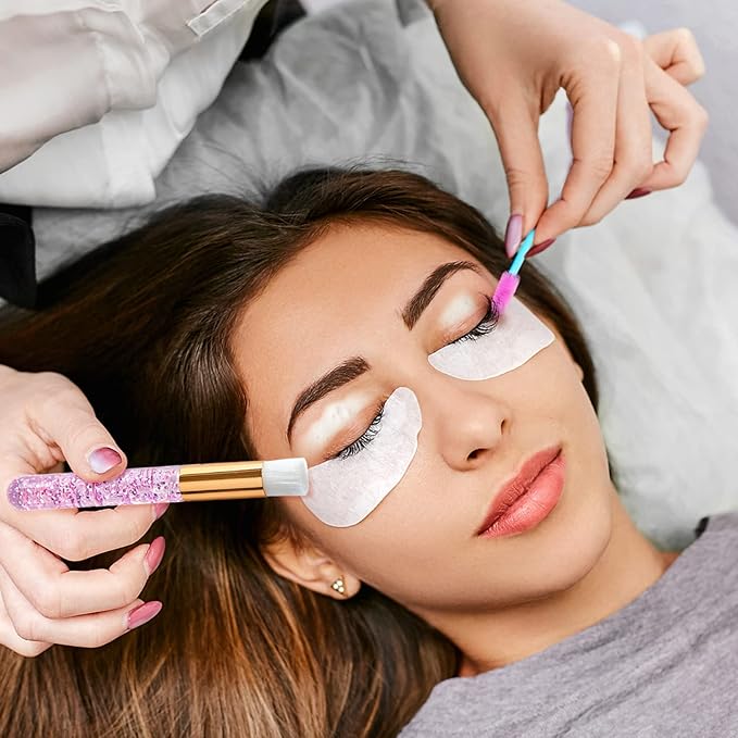 TUZAZO 20 Pieces Pink Lash Shampoo Brushes - Glitter Crystal Eyelash Extension Cleanser Brushes - Nose Pore Deep Cleaning Brush for Blackhead Removing Facial Cleansing (Pink)