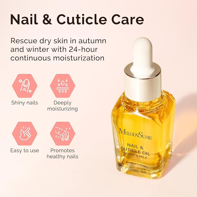 MelodySusie 25ML Cuticle Oil,Cuticle Nourishes, Promotes Nail Growth and Strength for Home and Salon Use Honey Milk