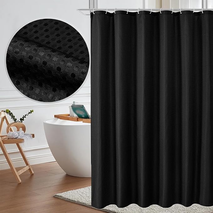 20PC Black Modern Bathroom Accessories Set with Shower Curtain, Toothbrush Holders, Soap Dispenser, Vanity Tray, Cotton Swab Jars, Bathroom Decor Organizer