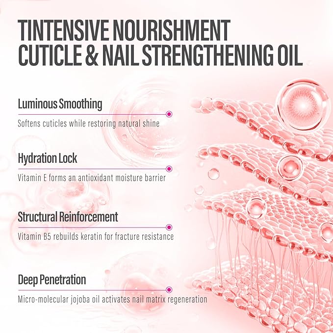 CHUCHU Nail Growth and Strengthener Oil for Cuticle - Pomegranate Scent Cuticle Oil Repair Moisturizing Treatment - Natural Jojoba Vitamin B & E Nail Oil for Dry Cracked Nails