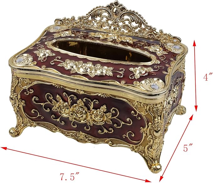 Geesatis Tissue Box Cover, Rectangle Tissue Box Holder, Rectangular Napkin Facial Tissues Holder for Bathroom Toilet Bedroom Living Room Table Desk Office Dresser, 1 Pcs Red 7.5''x5''x4''
