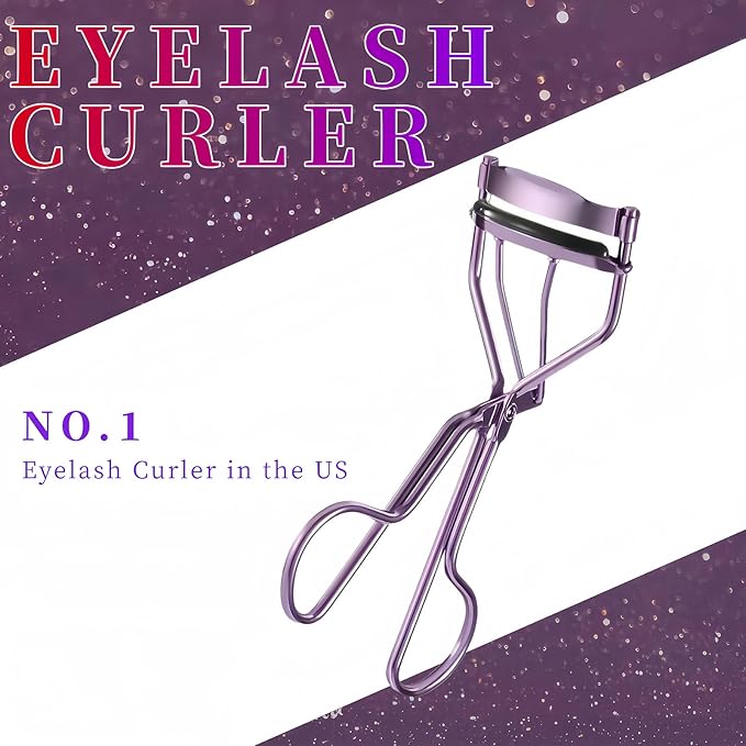 Professional Eyelash Curler with Lash Comb – Award-Winning Design – Pinch-Free, Effortless Curl for a Lash-Lift Effect in Seconds, Perfect for Home or Travel, Purple