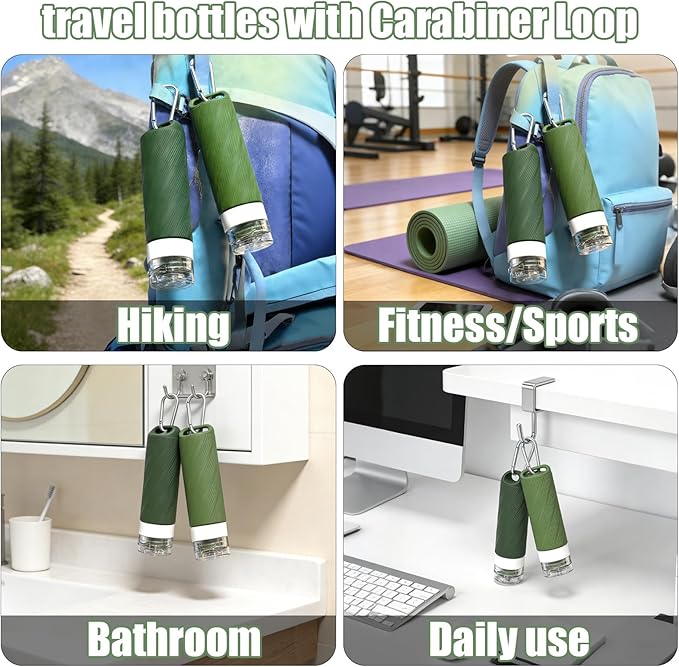 26 Pieces Travel Size Toiletries Bottles Set, Tsa Approved Leakproof Refillable Travel Bottles with Hanging hole design, Silicone Material, Suitable for Shampoo, Conditioner, and Body Lotion