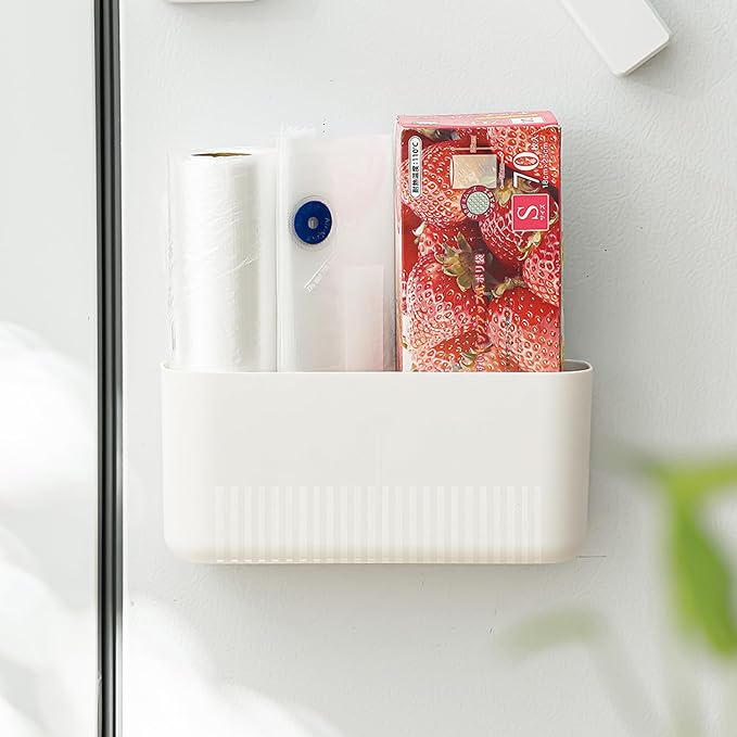MORNITE Magnetic Cup Storage Holder for Fridge, Locker Magnetic Organizer Bin Basket for Pen,Mail,Card,Laundry,Board,Large Size,White