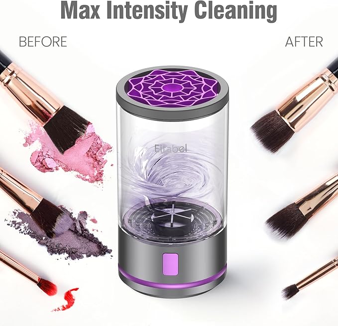 Electric Makeup Brush Cleaner Machine - 2 in 1 Automatic Spinning Cosmetic Brush Washer, Portable Makeup Brushes Cleanser for All Foundation Brush Types and Beauty Sponges