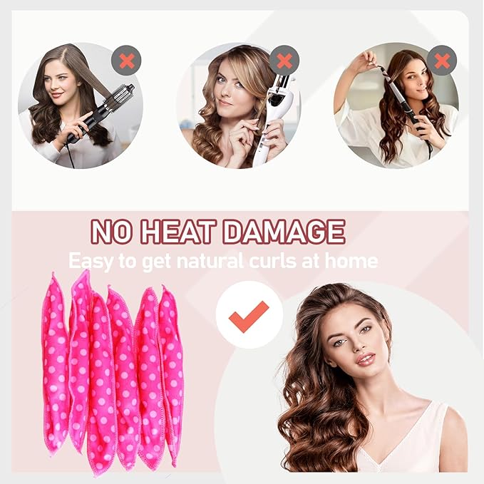 Satin Sponge Hair-Rollers for Women - 9Pcs Soft Foam Rollers to Sleep in, Heatless Overnight Curlers for Short/Long Hair, No Heat Hair Curlers with Dent-Free Satin Surface