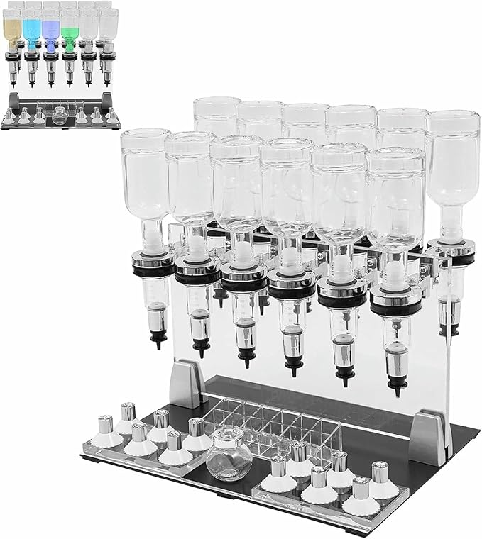 12-Bottle Manual Perfume Dispenser - Desktop Liquid Filling Machine Kit for Salon, Studio, Bar & Store - Efficient Liquid Transfer Tools for Fragrance and Cosmetic Use