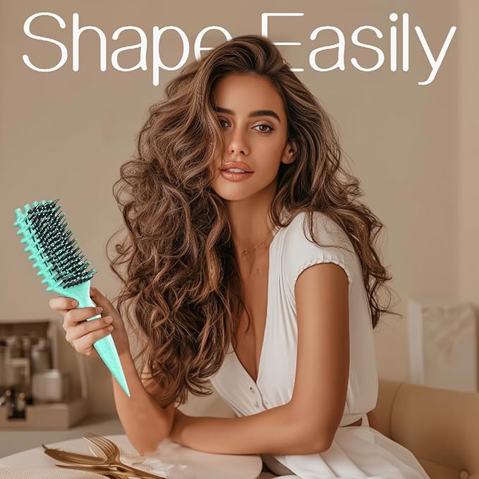Curly Hair Brush,2025 Curl Defining Brush Vented Hair Brush for Effortlessly Defined Curls,Waves & Coils,Wet & Dry Hair,Reduces Frizz(Green）